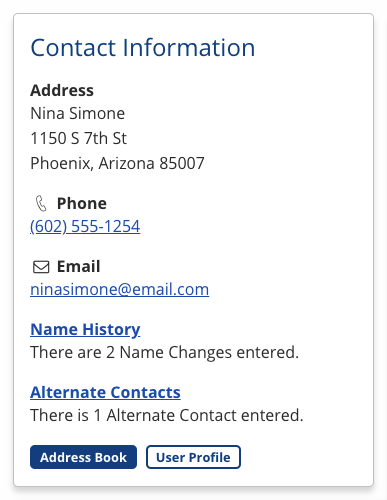 Contact Info screenshot