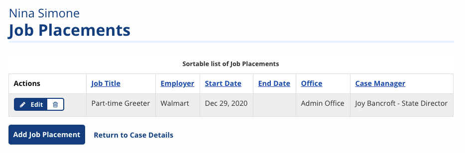 Job Placements screenshot