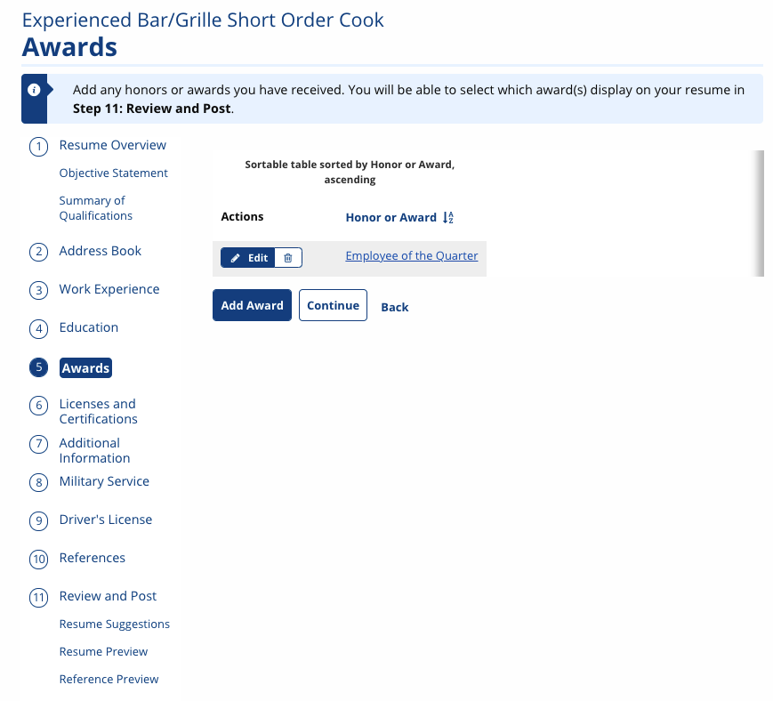 Awards Screenshot