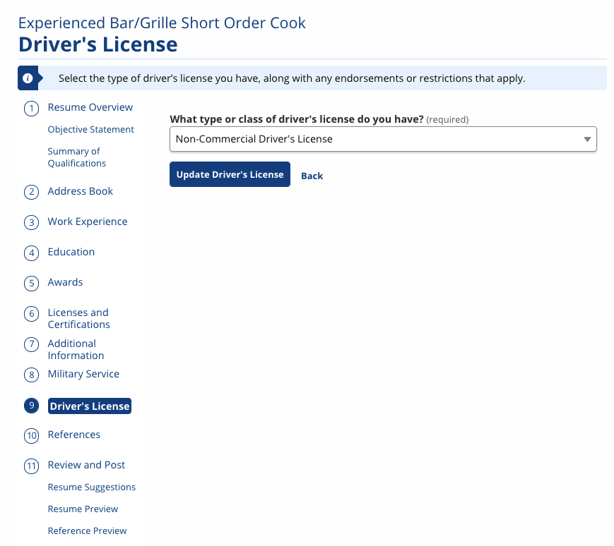 Driver's Licenses Screenshot