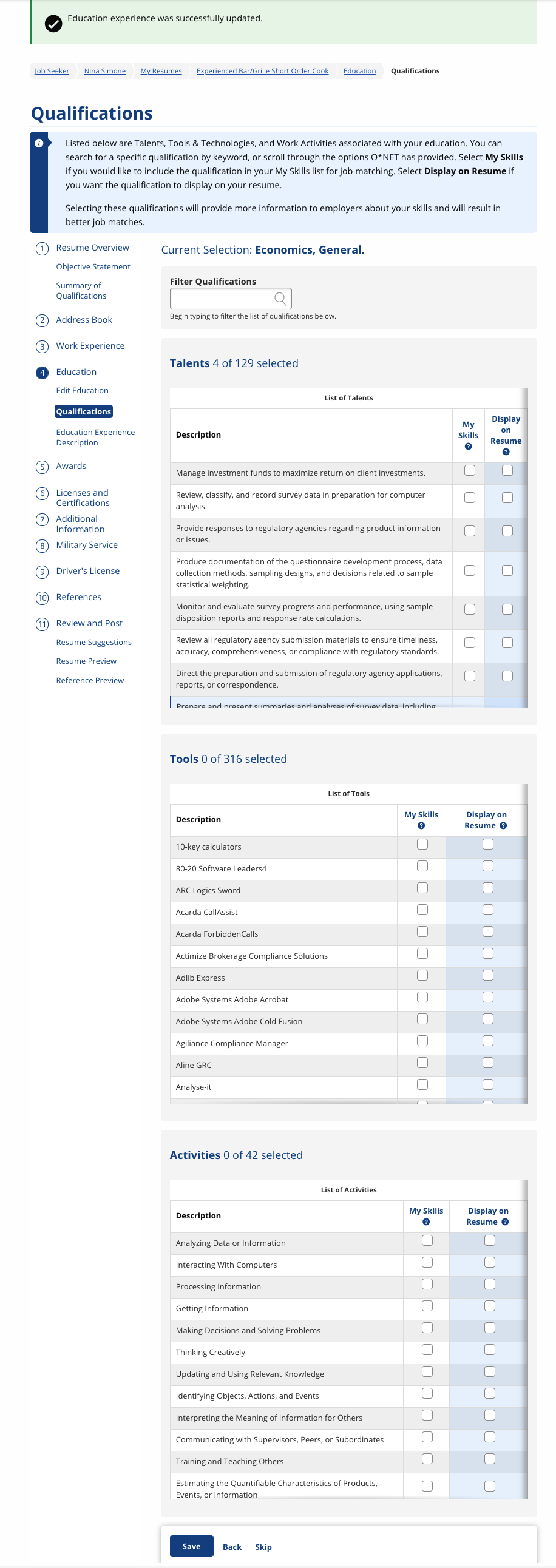 List of Education Qualifications