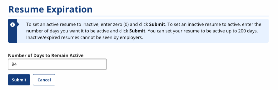 Resume Expiration screenshot