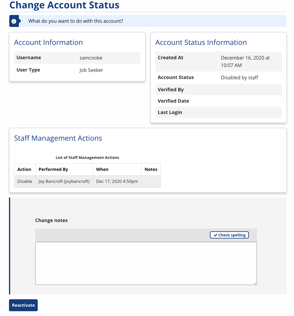 Account Status screenshot