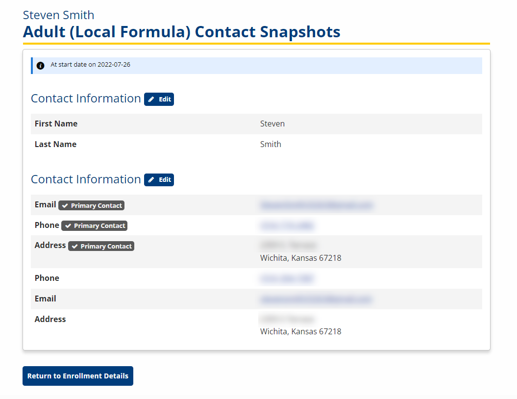 Contact Info Snapshot screenshot