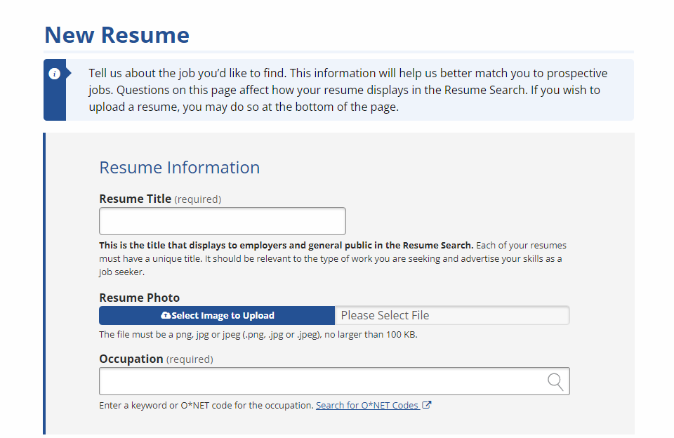 New Resume screenshot