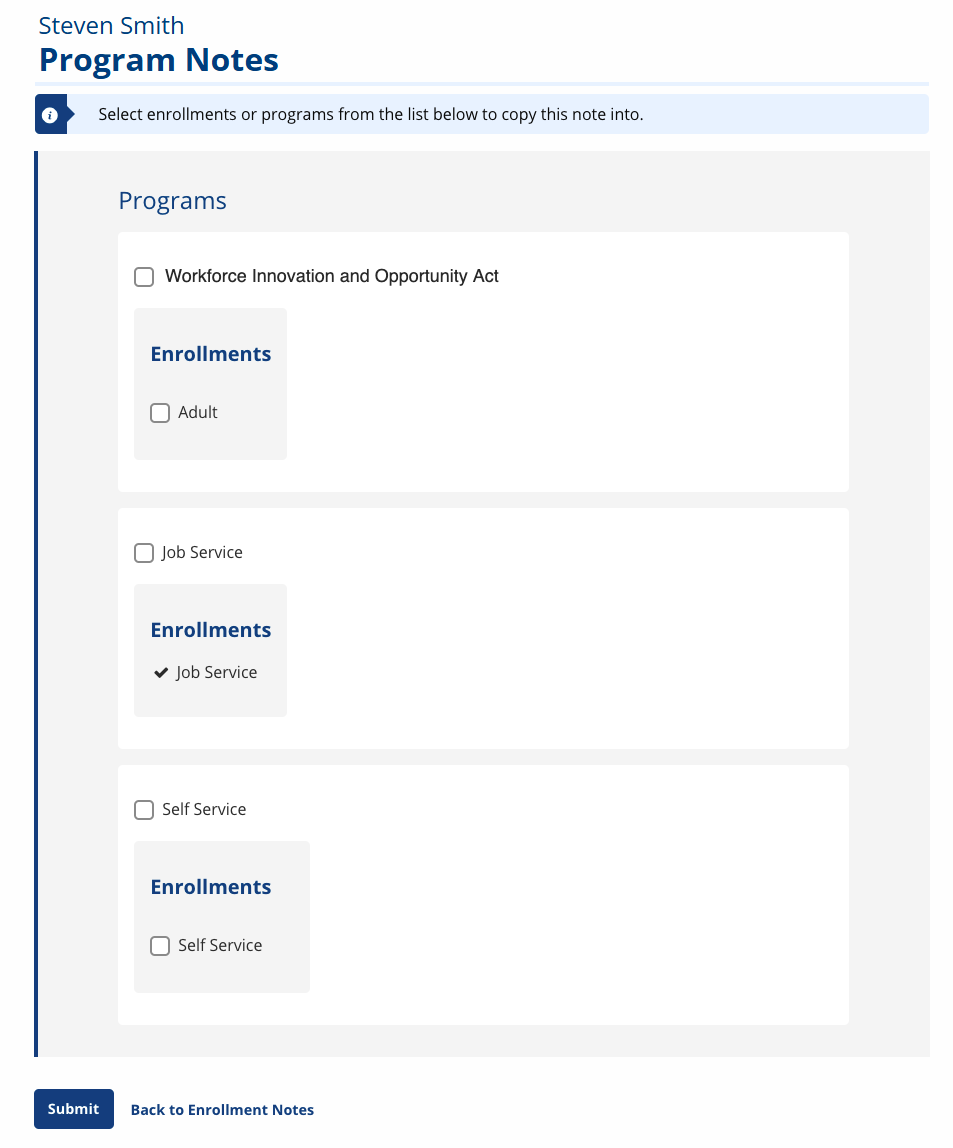 Add note to other programs or enrollments